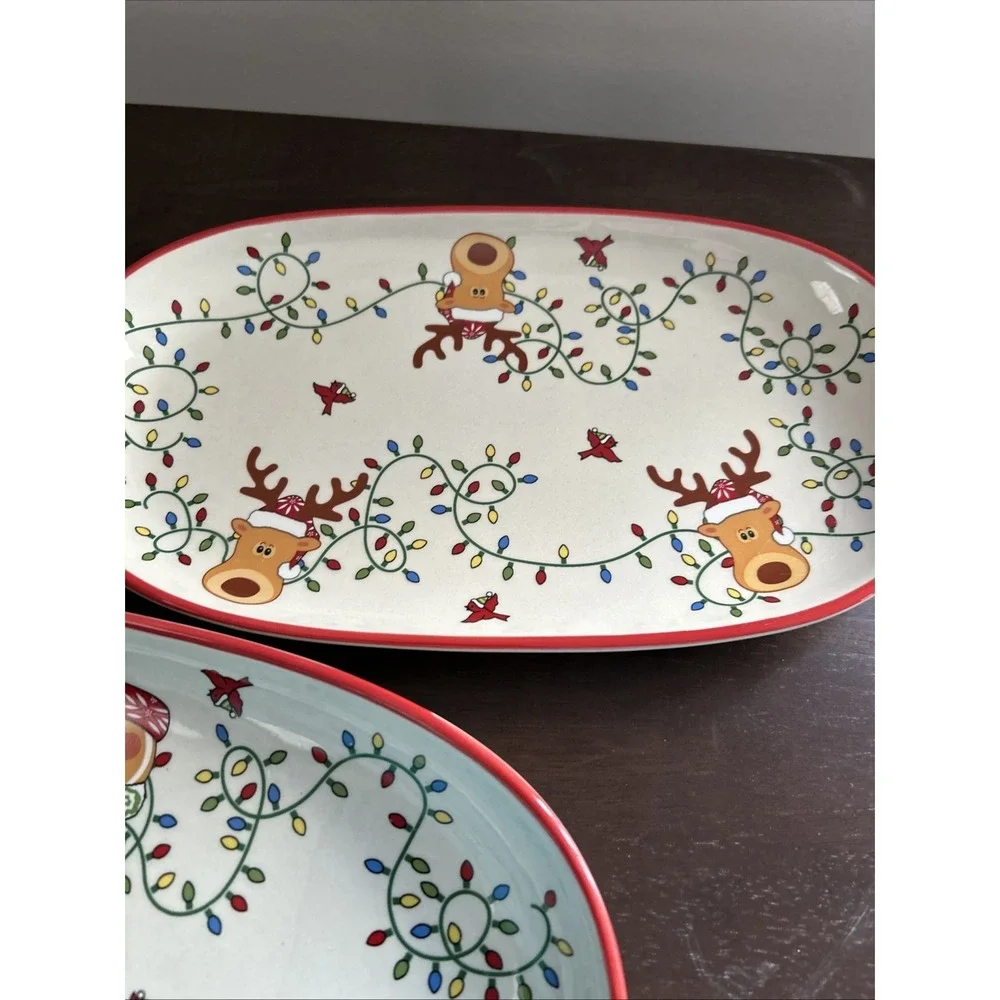 Temptations Bakeware Whimsy Christmas Serving Cookie‎ Trays Lot 3